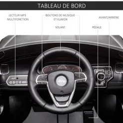 HOMCOM Voiture Véhicule électrique Enfant 12 V - Télécommande Parentale Fournie - V. Max. 3 Km/h - Effets Sonores, Lumineux - Jeep Grand Cherokee Noir -Jeux d'imitation Soldes B2CD 2534