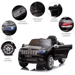 HOMCOM Voiture Véhicule électrique Enfant 12 V - Télécommande Parentale Fournie - V. Max. 3 Km/h - Effets Sonores, Lumineux - Jeep Grand Cherokee Noir -Jeux d'imitation Soldes B2CD 2535
