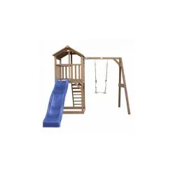 Axi House AXI Beach Tower Avec Balancoire Simple Marron Toboggan Bleu -Jeux d'imitation Soldes B2CD 2544