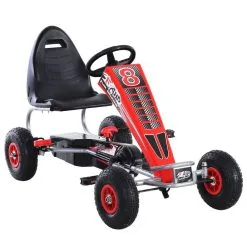 HOMCOM Kart à Pédales Go-Kart Enfants 129L X 59l X 70H Cm Ø Roues 26 Cm Siège Ergonomique Rouge