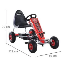 HOMCOM Kart à Pédales Go-Kart Enfants 129L X 59l X 70H Cm Ø Roues 26 Cm Siège Ergonomique Rouge -Jeux d'imitation Soldes B2CD 2579