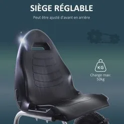 HOMCOM Kart à Pédales Go-Kart Enfants 129L X 59l X 70H Cm Ø Roues 26 Cm Siège Ergonomique Rouge -Jeux d'imitation Soldes B2CD 2582