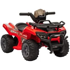 HOMCOM Quad Buggy Voiture électrique Enfant 18-36 Mois 6 V 2 Km/h Max. Effet Lumineux Métal PP Rouge