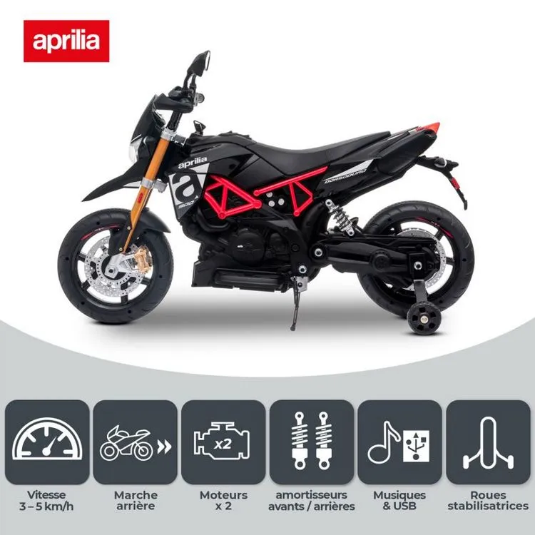 APRILIA Moto électrique Aprilia Dorsoduro 900 Pour Enfant - Avec Klaxon, Système Audio Et Roulettes De Soutien 6 APRILIA Moto électrique Aprilia Dorsoduro 900 Pour Enfant - Avec Klaxon, Système Audio Et Roulettes De Soutien – Image 4