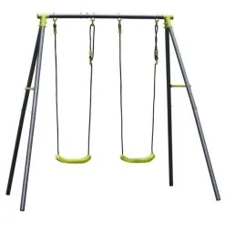 GDLC Balançoire Portique Double 2 Places Acier Jeu De Jardin Enfant Charge Max 50 Kg Robuste GDLC