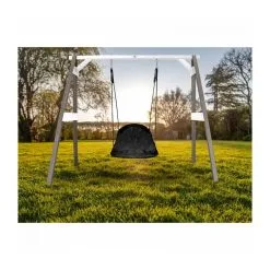 Axi House AXI Portique En Bois Gris Blanc Avec Balançoire Siège Nid Ovale 160x254x207cm -Jeux d'imitation Soldes B2CD 2752