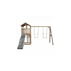 Axi House AXI Beach Tower Avec Balancoire Double Marron Toboggan Gris -Jeux d'imitation Soldes B2CD 2763