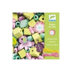 Djeco Perles En Bois Foison De Perles Feuilles Et Fleurs