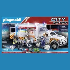 PLAYMOBIL 70936 - Ambulance Avec Secouristes Et Blessé -Jeux d'imitation Soldes B2CD 3590