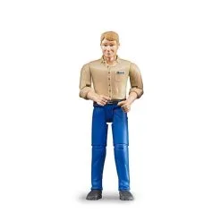 Bruder Figurine Homme Blond Avec Pantalon Bleu