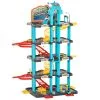 HOMCOM Garage Parking Voitures Enfant - 5 Niveaux, 4 Voitures, 1 Hélicoptère - Ascenseur Manuel, Station-service, Pont élévateur - PP ABS Bleu Rouge Jaune -Jeux d'imitation Soldes B2CD 3966