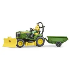 BRUDER Coffret World John Deere Tracteur à Gazon Avec Remorque Et Jardinier