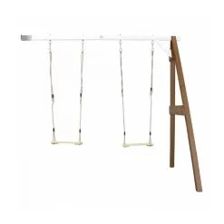 Axi House AXI Portique Mural En Bois Marron Blanc 2 Balançoires 160x244x207cm