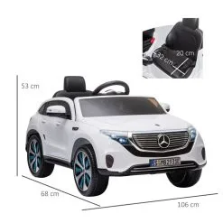 HOMCOM Voiture Véhicule électrique Enfants 12 V - V. Max. 5 Km/h Effets Sonores + Lumineux Mercedes EQC 400 4matic Blanc -Jeux d'imitation Soldes B2CD 903