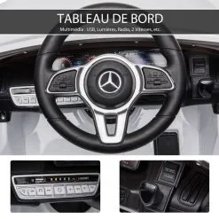 HOMCOM Voiture Véhicule électrique Enfants 12 V - V. Max. 5 Km/h Effets Sonores + Lumineux Mercedes EQC 400 4matic Blanc -Jeux d'imitation Soldes B2CD 905