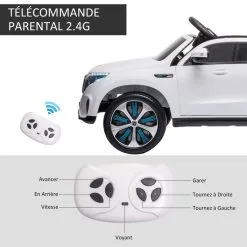 HOMCOM Voiture Véhicule électrique Enfants 12 V - V. Max. 5 Km/h Effets Sonores + Lumineux Mercedes EQC 400 4matic Blanc -Jeux d'imitation Soldes B2CD 906