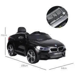 HOMCOM Voiture électrique Enfants 6 V 3 Km/h Max. Effets Sonores Et Lumineux Télécommande Incluse Noir BMW 6 GT -Jeux d'imitation Soldes B2CD 915