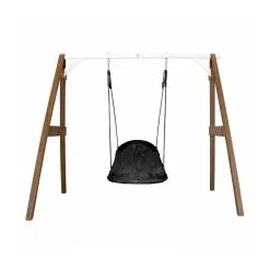 Axi House AXI Portique En Bois Marron Blanc Avec Balançoire Siège Nid Ovale 160x254x207cm