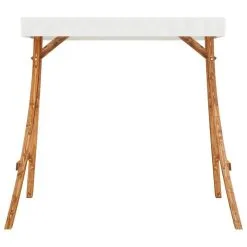 VIDAXL Cadre De Balançoire Avec Toit Creme Bois Courbe A Finition Teck -Jeux d'imitation Soldes B2CD 942