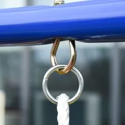 OUTSUNNY Balançoire 3 Agrès Portique Avec 2 Balançoires Et Face à Face Dim. 2,9L X 1,8l X 1,96H M Métal époxy Anticorrosion PE Rouge Bleu Jaune -Jeux d'imitation Soldes B2CD 970