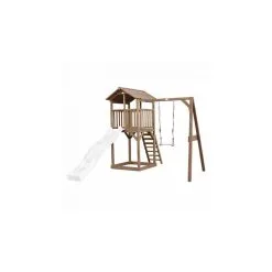 Axi House AXI Beach Tower Avec Balancoire Simple Marron Toboggan Blanc
